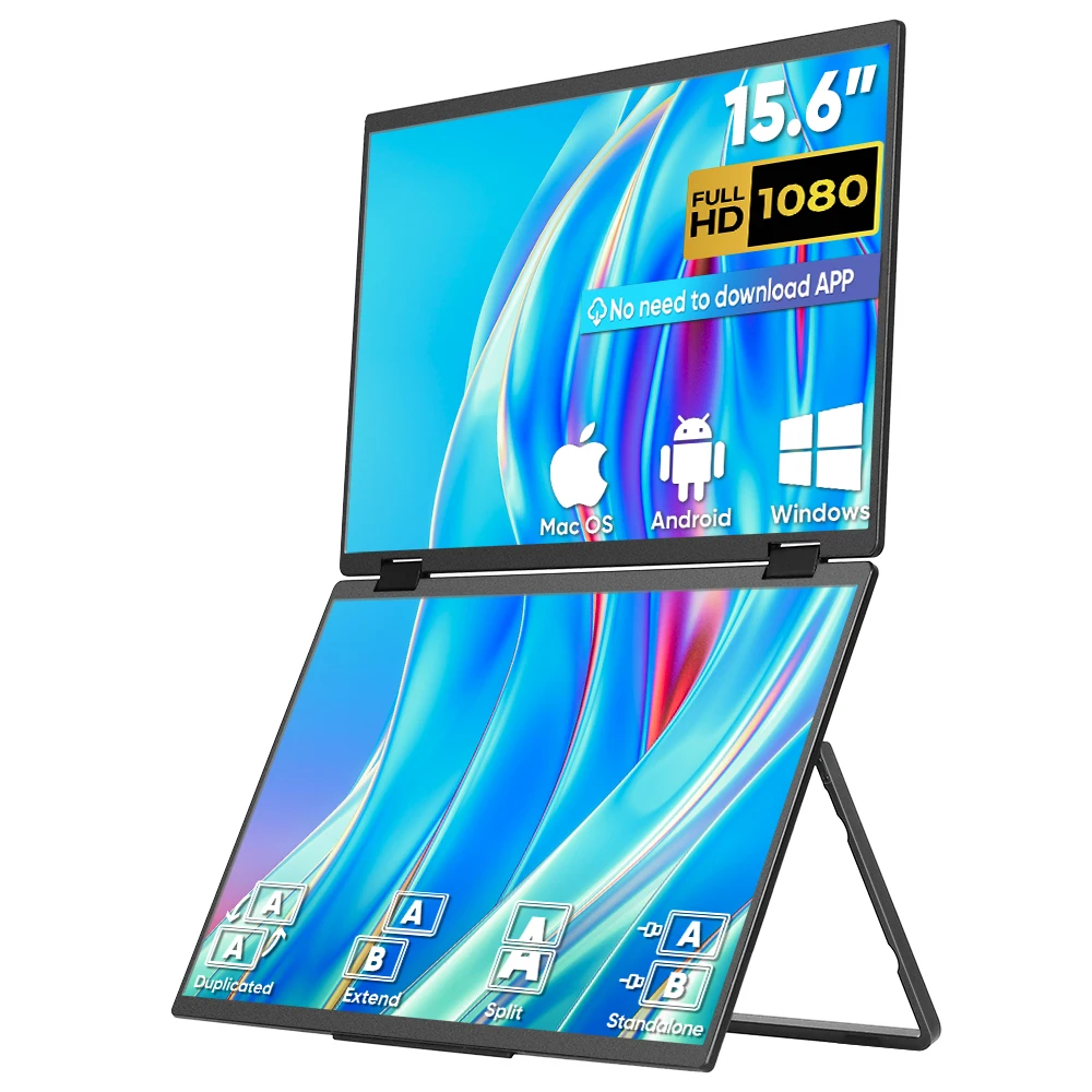 Monitor Portable Usb - 15.6 İnç Katlanabilir Çift Üçlü USB