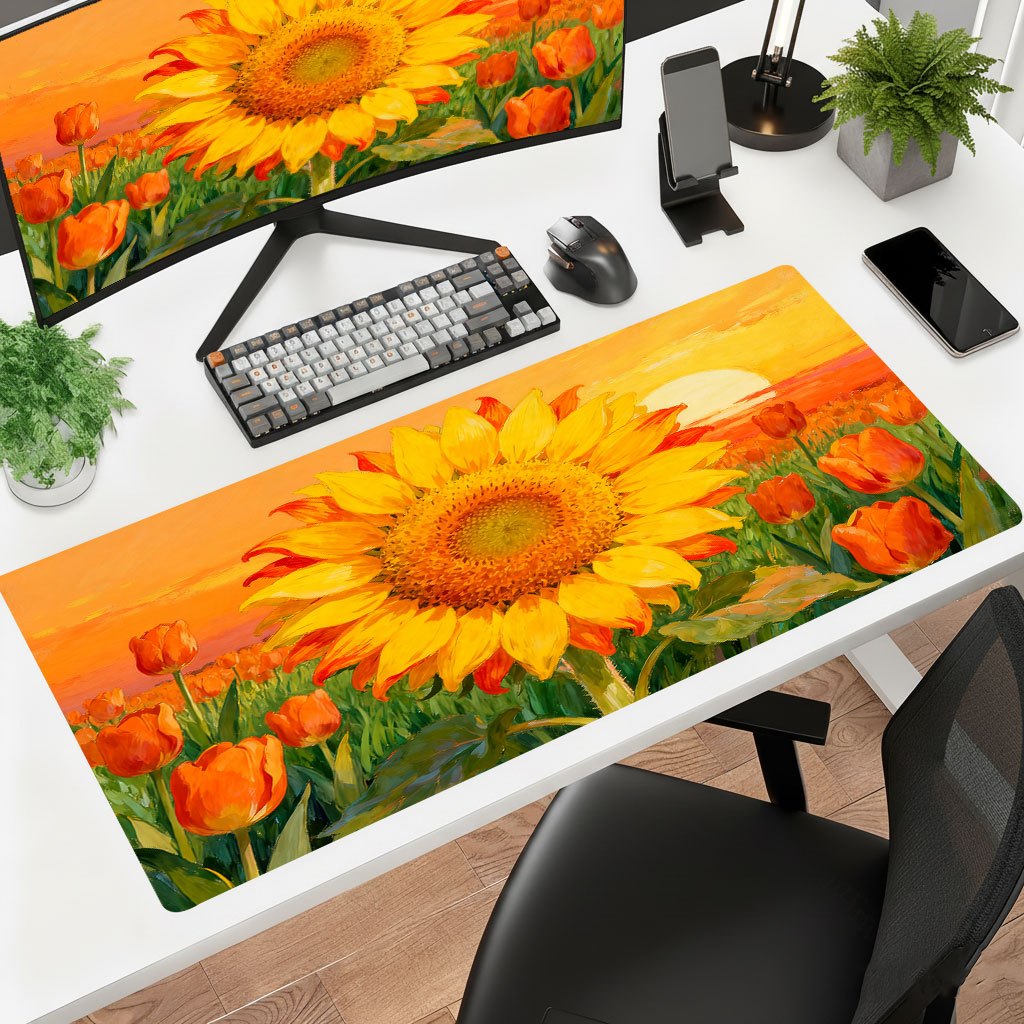 Laptop Accessories Brand - Marka Sarı Ayçiçeği Mouse Pad, Ofis